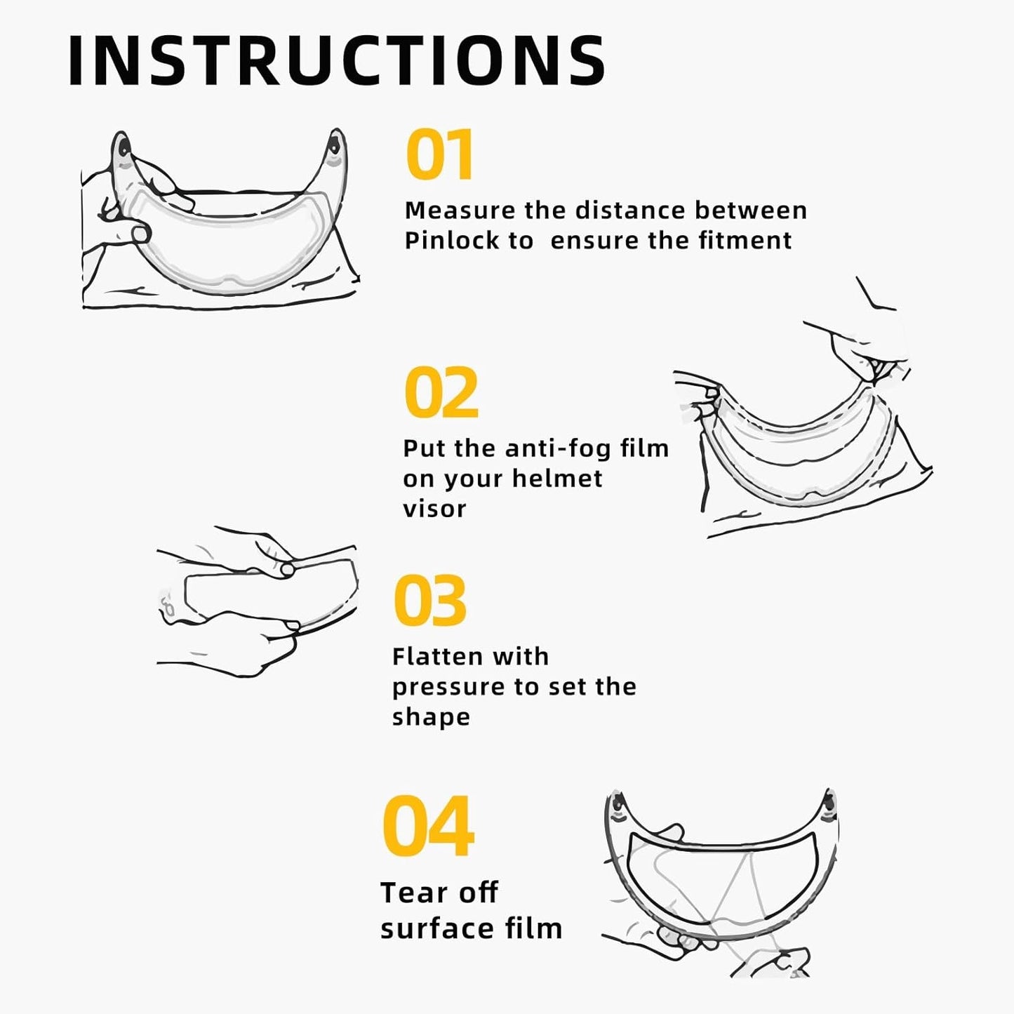 VisorPro - Universal Anti Fog for helmet visor Fog resistant Membrane Film ANTIFOG70 LEVEL 2