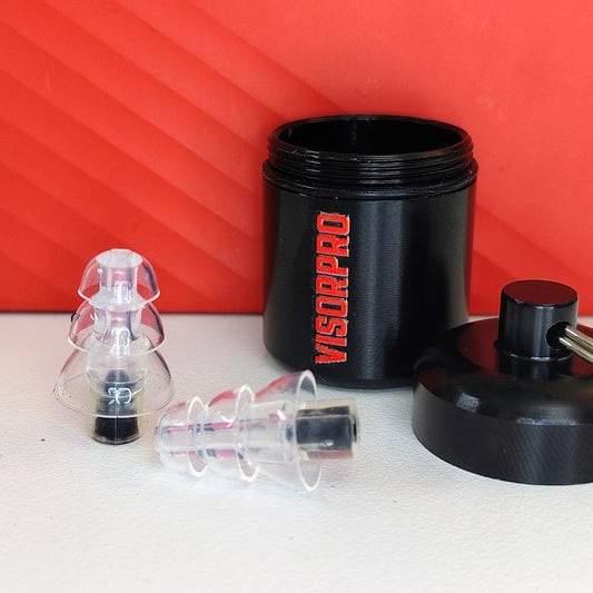 Earplugs for Motorcyclists Riding RIDEMUTE Level 1 by VisorPro 26dB , Wind Reduction with Music Pass-through