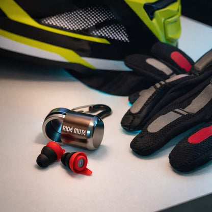 Earplugs for Motorcyclists Riding RIDE MUTE Level 2 by VisorPro 24dB - Wind Reduction with Music Pass-through