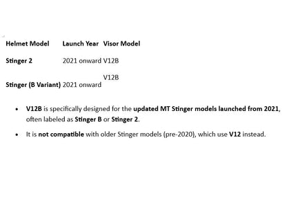 VisorPro Aftermarket Visor fits MT V12B fits Stinger B and Stinger braap Pinlock ready